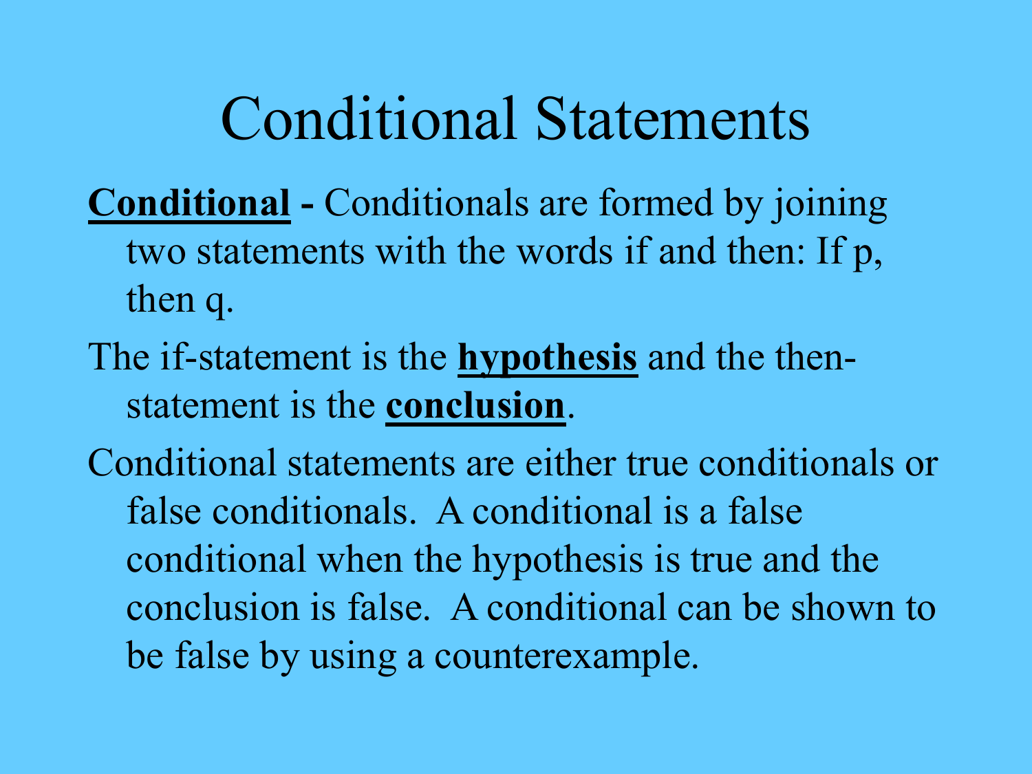 identifying the hypothesis and conclusion of a conditional statement worksheet