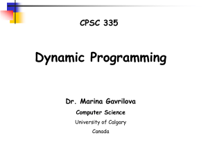 Dynamic programming - University of Calgary