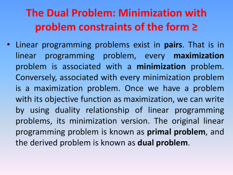 difference between maximization and minimization in linear programming