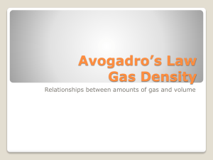Avogadro`s Law Gas Density