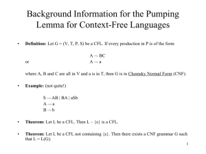 Pumping Lemma and other properties of CFL
