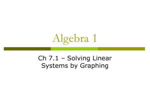 Ch 7.1 Solving Linear Systems by Graphing