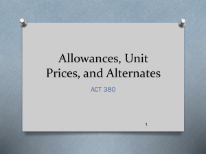 Allowances, Unit Prices, and Alternates