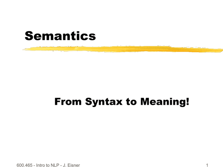 Lecture 14 Semantics