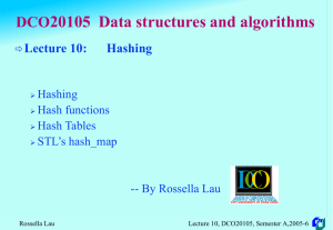 Lecture 10 -- Hashing