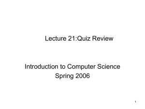 Quiz Review - Computer Science