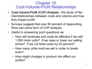 Cost-Volume-Profit (CVP) Analysis