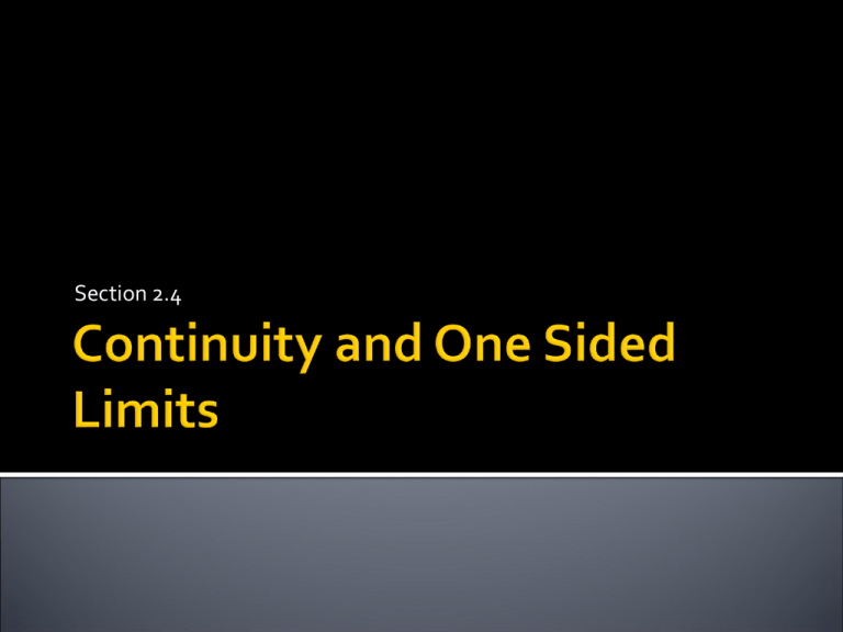 Continuity And One Sided Limits