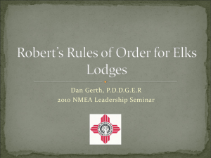 Robert`s Rules of Order for Elks Lodges