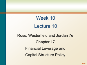 Week 10 - Capital Structure Policy