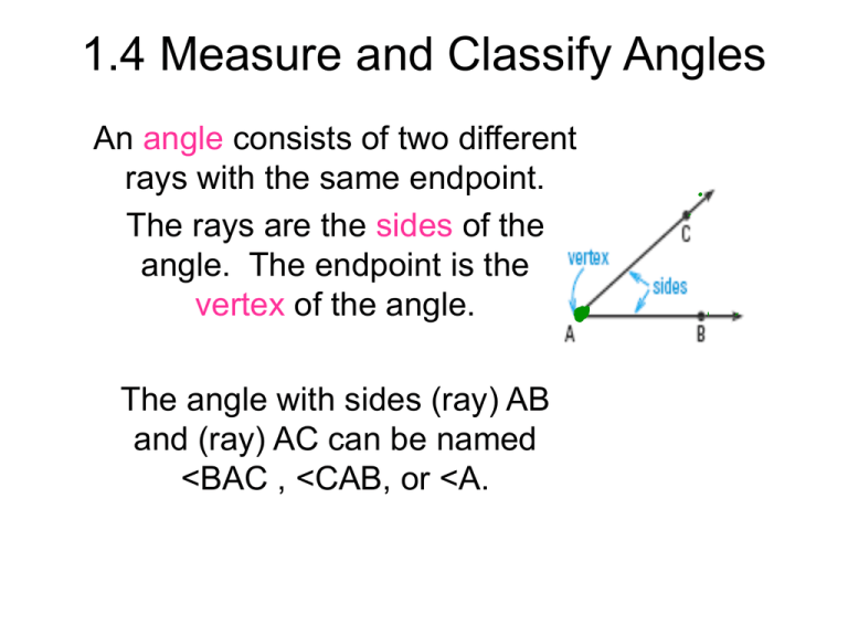 1 4 Measure And Classify Angles