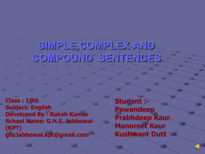 SIMPLE,COMPLEX AND COMPOUND SENTENCES GHS