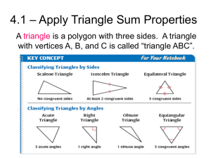4.1 – Apply Triangle Sum Properties