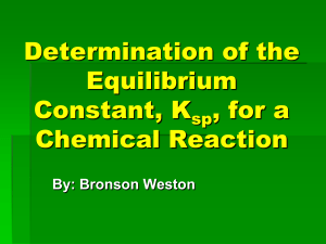 Determination of the Equilibrium Constant, Ksp