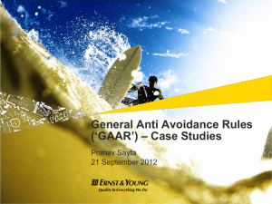 General Anti Avoidance Rules (GAAR) Case studies