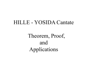 HILLE - YOSIDA Cantate Theorem, Proof, and Applications