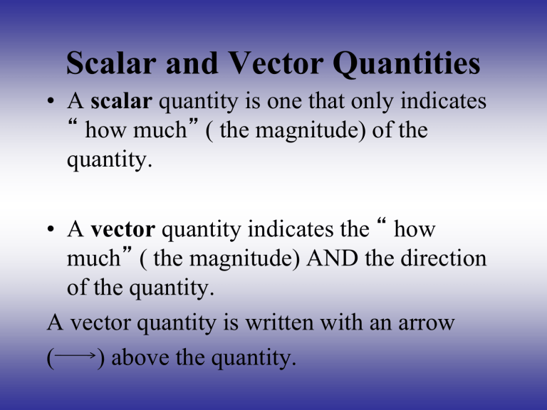 Scalar and Vector Quantities