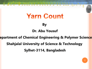 Lecture 4: Yarn count - Chemical Engineering Resources