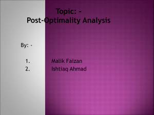 Topic: - Post-Optimality Analysis