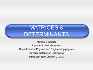 MATRICES & DETERMINANTS - Stevens Institute of Technology