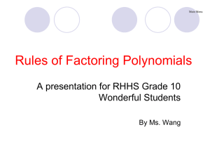 Rules of factoring polynomials Flow Chart