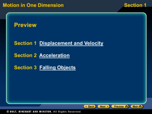 Motion in One Dimension Section 2 Acceleration