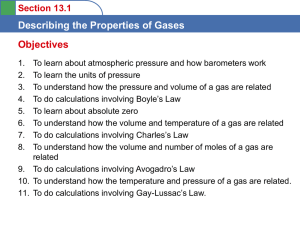 Section 13.1 Describing the Properties of Gases B. Pressure and