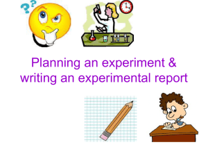 Experiment planning and report for WEBSITE
