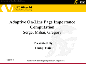 Adaptive On-Line Page Importance Computation