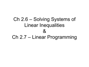 Ch 2.6 – Solving Systems of Linear Inequalities & Ch