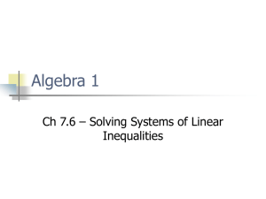 Alg 1 - Ch 7.6 Solving Linear Inequalities