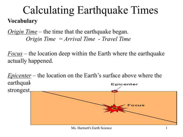 how to find earthquake travel time