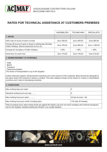 rates for technical assistance at customers premises