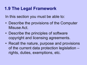 The Legal Framework - Computing and ICT in a Nutshell