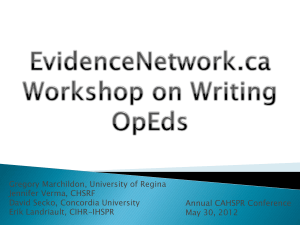 EvidenceNetwork.ca: Workshop on writing OpEds
