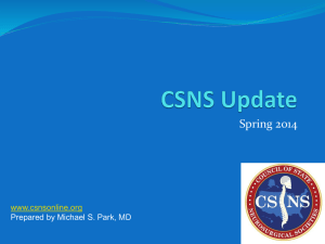 Spring 2014 Update - Council of State Neurosurgical Societies