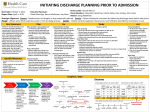 Initiating Discharge Planning Prior to Admission