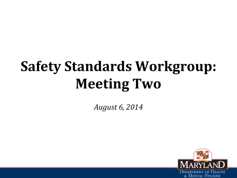 Safety Standards WG Meeting Two