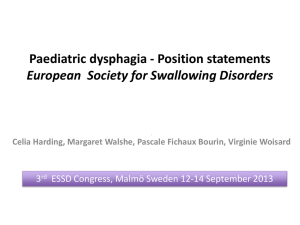 Paediatric dysphagia - European Society for Swallowing Disorders