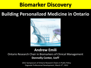 Presentation. - 2012 Symposium of Ontario Research Chairs in