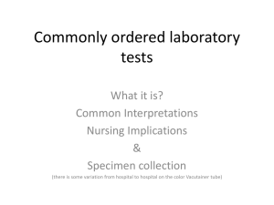 Commonly ordered laboratory test