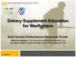 Dietary Supplement Education for Warfighters