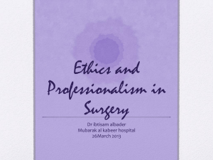 Ethics and professionalism in surgery