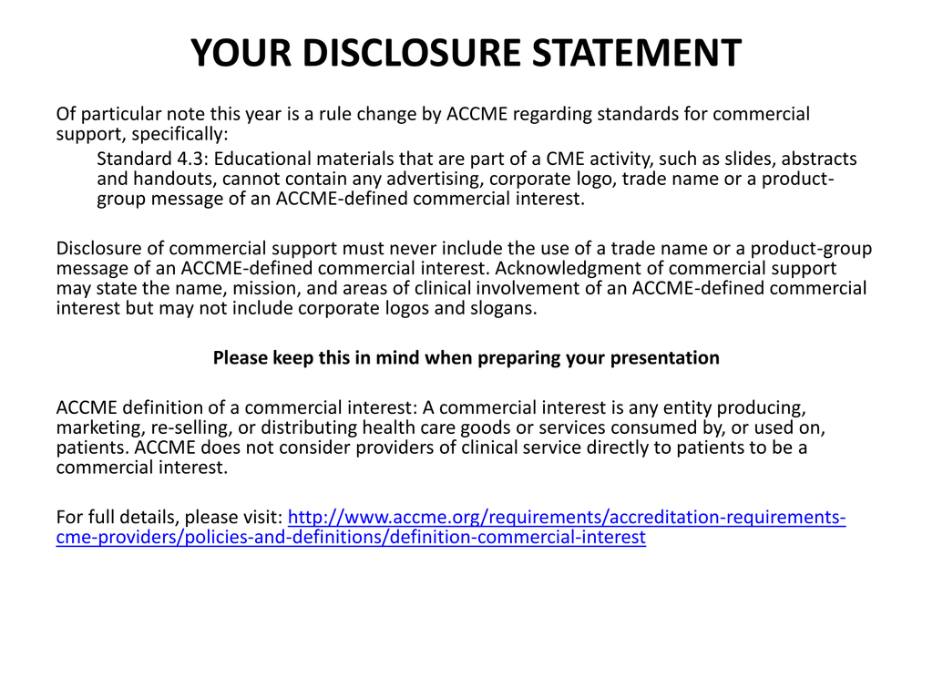 Disclosure Statement Template