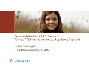 Coartem®, Taking a TCM from Laboratory to Regulatory