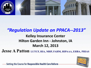 Regulation Update on PPACA - Associations Marketing Group, Inc.