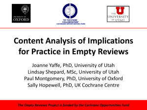 Implications for Practice - The Cochrane Empty Reviews Project