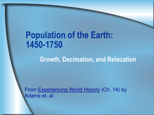 Population of the Earth: 1450-1750