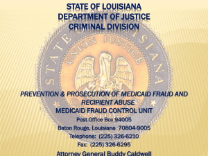 STATE OF LOUISIANA DEPARTMENT OF JUSTICE CRIMINAL
