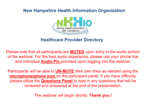 NHHIO Healthcare Provider Directory Presentation (HPD)